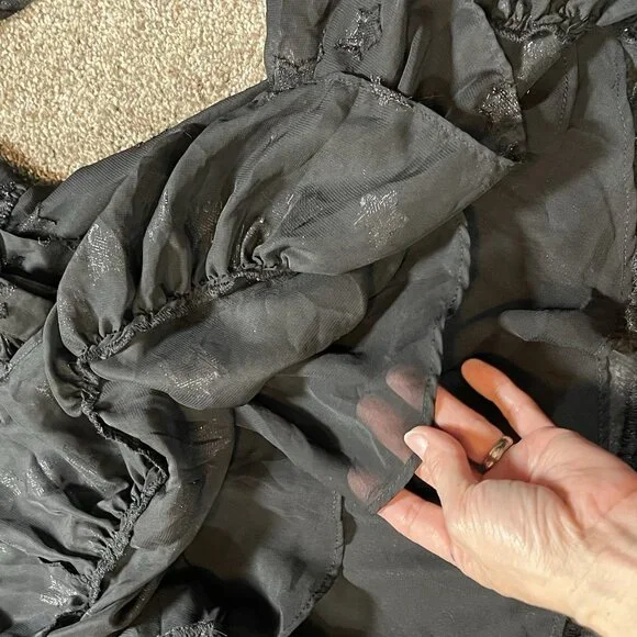 Torrid 2 Top Lurex Star Surplice Ruffle Hem Black Plus Size 2X V Neck Long Slv - Picture 12 of 14